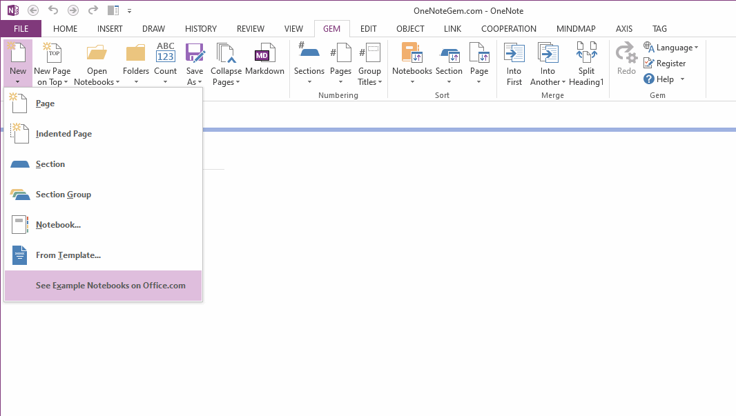 See Example Notebooks on Office.com