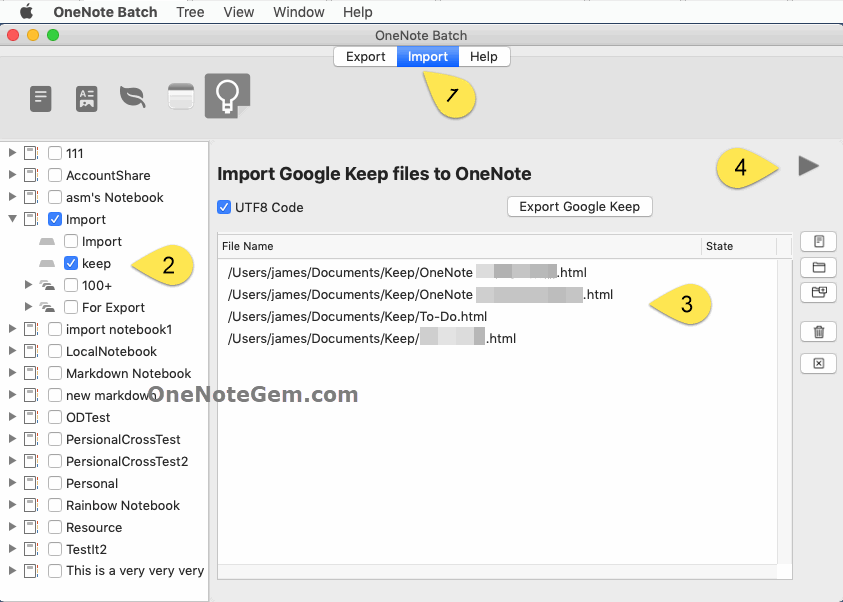 Import into OneNote