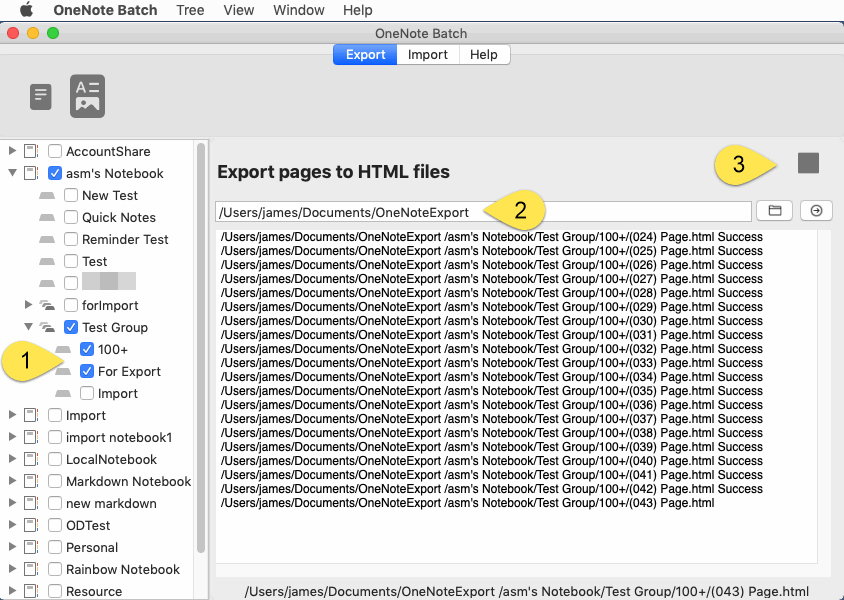 Export with Mac OneNote Batch