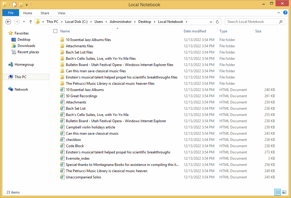 HTML Files Exported by Evernote