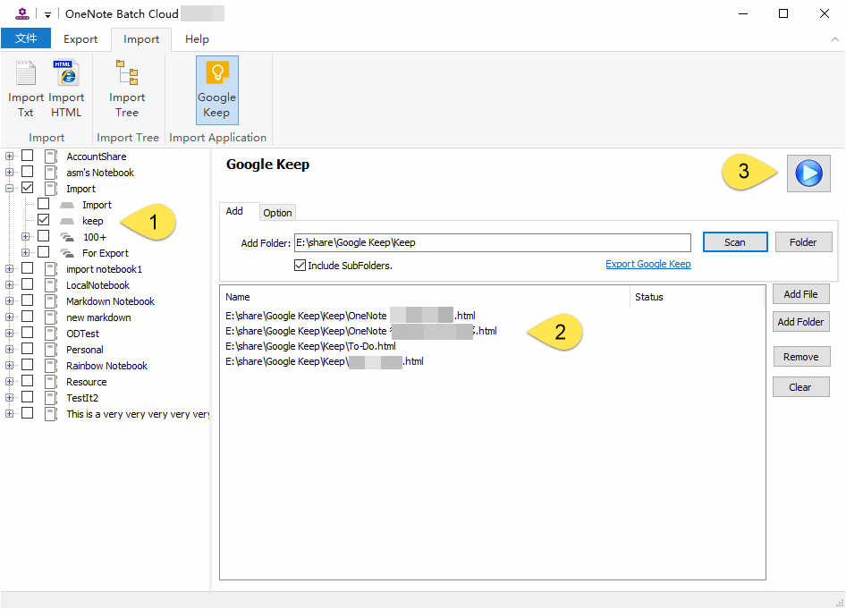 Import into OneNote