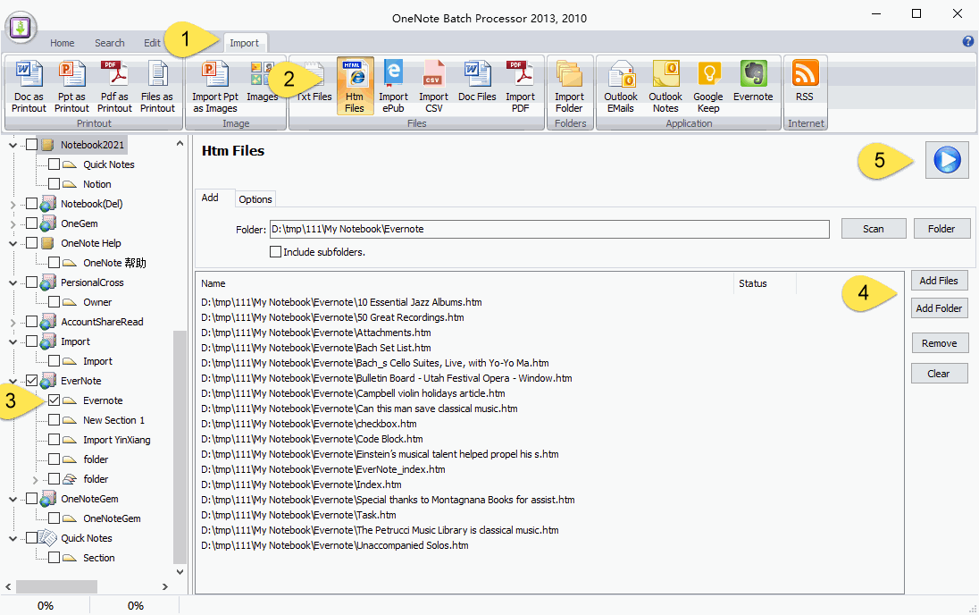 Use OneNote Batch to Import HTML Files