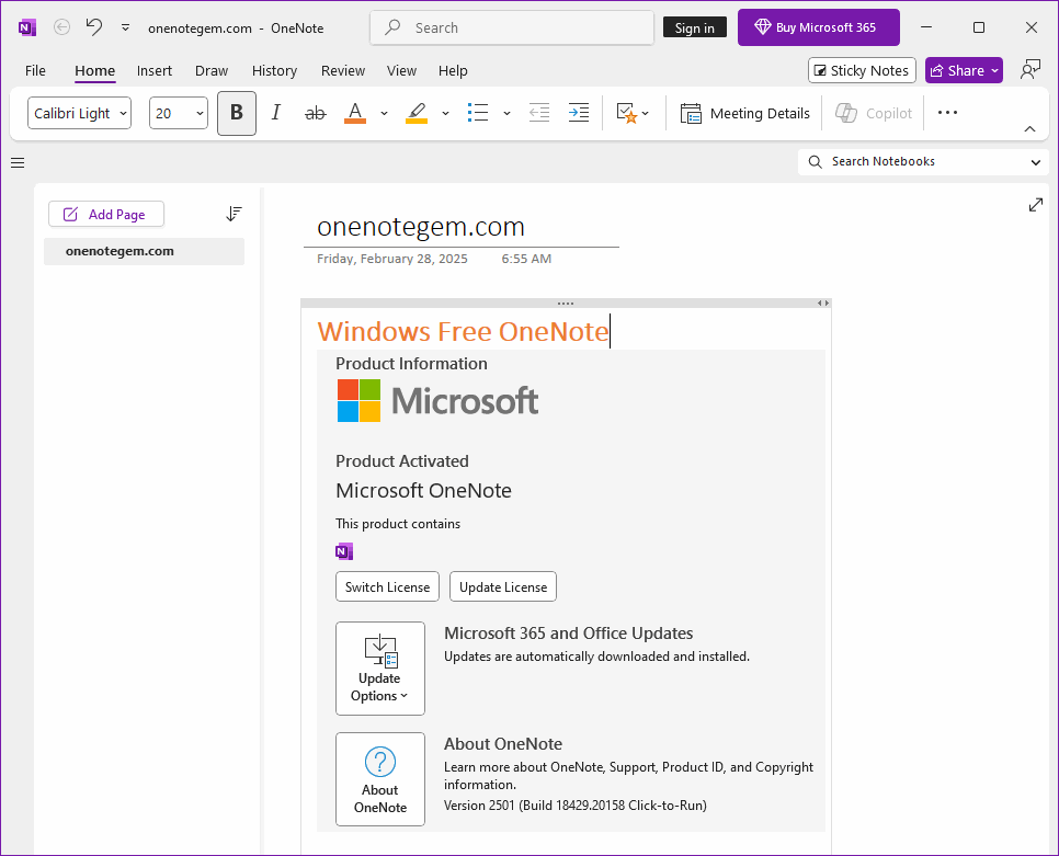 Windows OneNote Free Edition