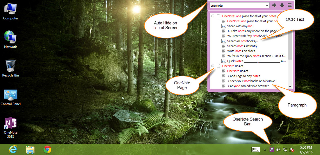 Search for OneNote on Windows Desktop